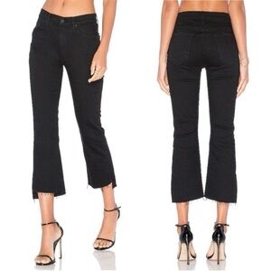 MOTHER- Mid Rise Insider Crop Step Fray Black Not Guilty Ankle Jeans Size 24